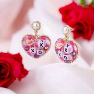 NWT Betsey Johnson XOX Heart Drop Earrings